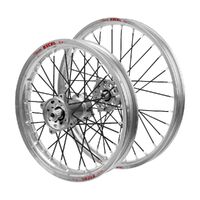 Honda Haan Silver Hubs / Excel JNR Silver Rims / Black Spokes Wheel Set
