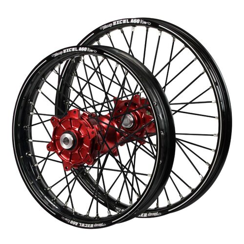 Husaberg Haan Cush Drive Red Hubs / A60 Black Rims / Black Spokes Wheel Set