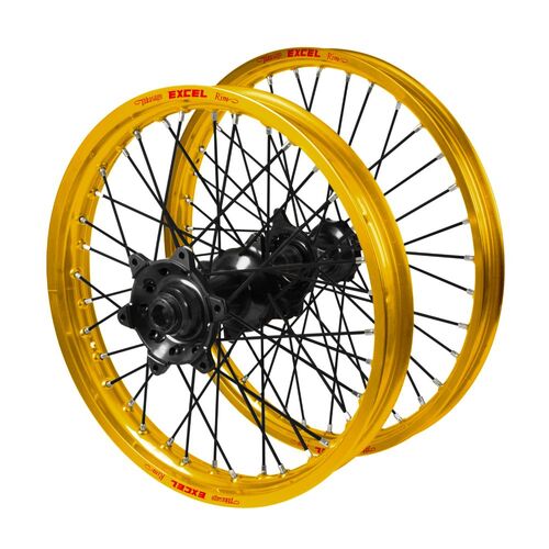 Gas Gas Haan Black Hubs / Excel Gold Rims / Black Spokes Wheel Set