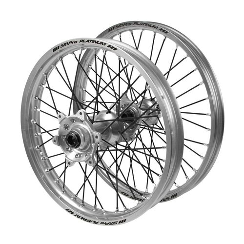 Fantic Haan Silver Hubs / SM Pro Platinum Silver Rims / Black Spokes Wheel Set
