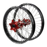 Honda Haan Red Hubs / A60 Black Rims Wheel Set