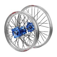 Ktm Haan Blue Hubs / Excel JNR Silver Rims / Black Spokes Wheel Set