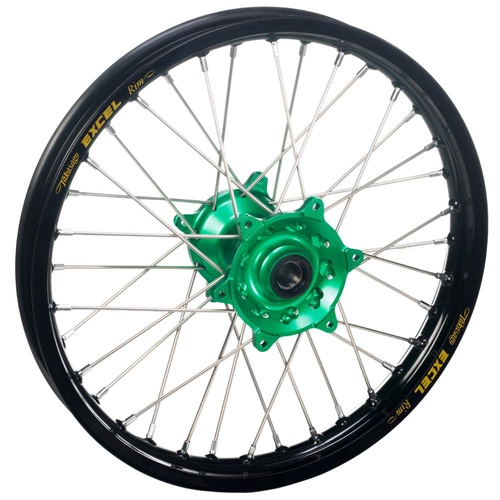 Kawasaki KX 250 F 2021-2027 (19*2.15) Haan Green Hubs / Excel Black Rims Rear Wheel