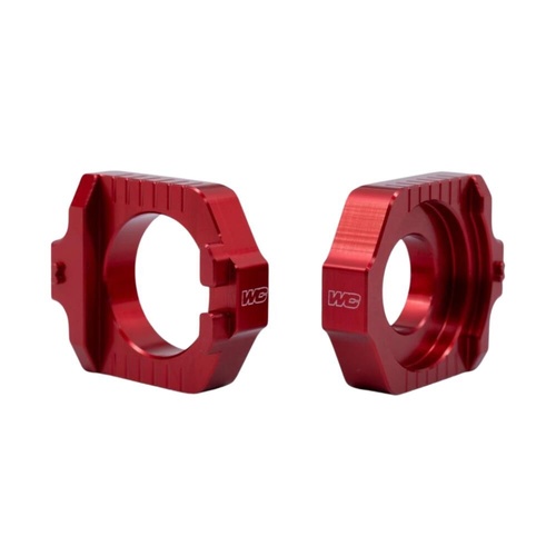 Works Connection KTM 525 MXC 2002-2005 Red Axle Blocks