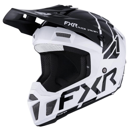 FXR White/Black Youth Clutch MX Helmet (XL)