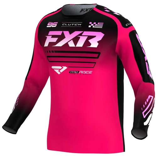 FXR Razz/Black/Pink Youth Clutch MX Jersey (L)