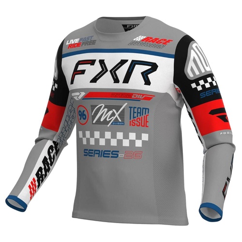 FXR Grey/White/Black Youth Podium Gladiator MX Jersey (L)