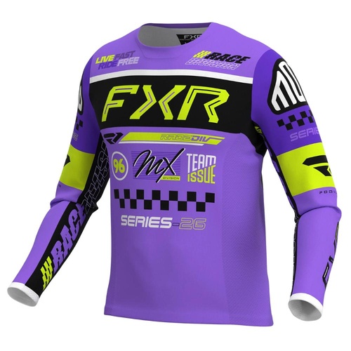 FXR Purple/Black/HiVis Youth Podium Gladiator MX Jersey (XL)