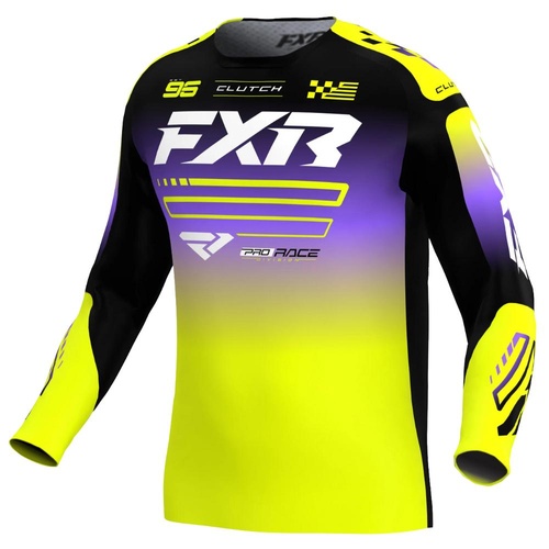 FXR HiVis/Black/Purple Clutch MX Jersey (L)