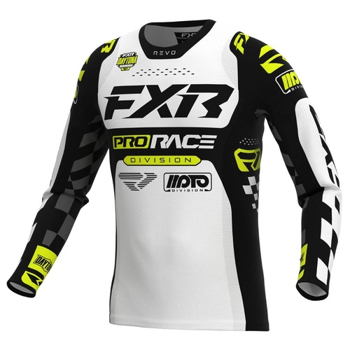 FXR Black/White/HiVis Revo Daytona MX Jersey (L)