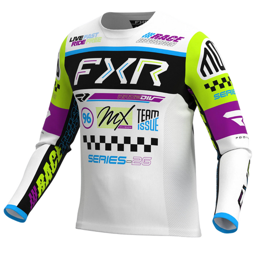 FXR White/Black/HiVis Podium Gladiator MX Jersey (XL)