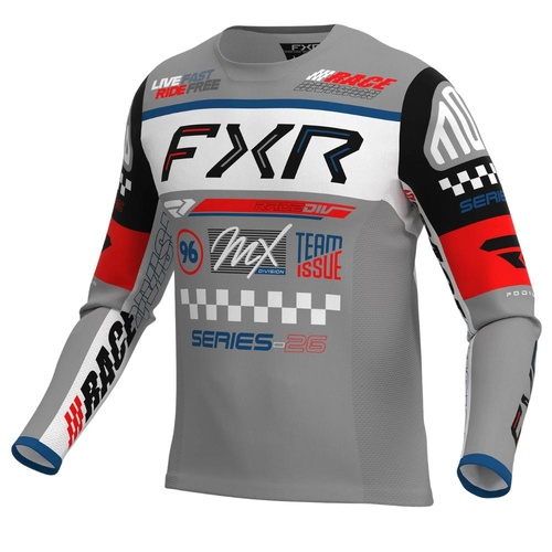 FXR Grey/White/Black Podium Gladiator MX Jersey (XL)