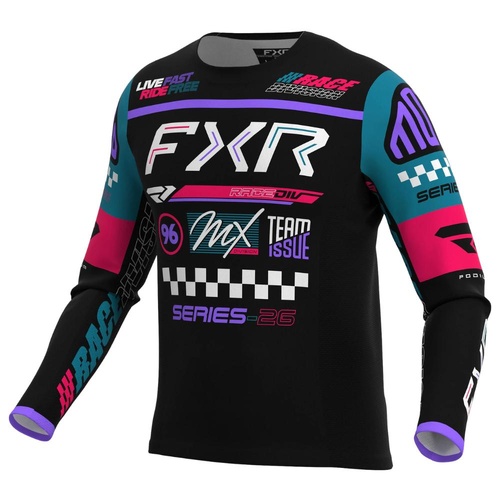 FXR Black/Coral/Teal Podium Gladiator MX Jersey (XL)