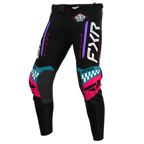 FXR Black/Coral/Teal Youth Podium Gladiator MX Pants (28)