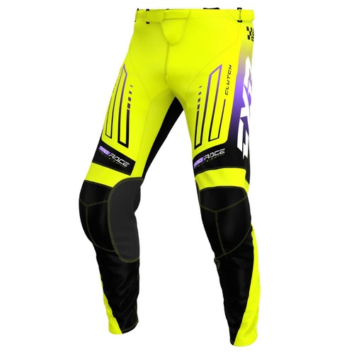 FXR HiVis/Black/Purple Clutch MX Pants (34)