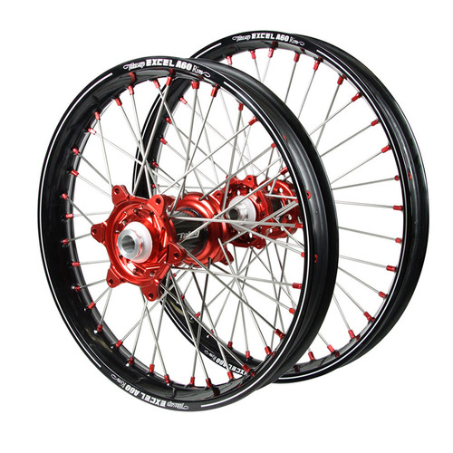 Honda CRF 250 R 2014-2026 (21*1.60 / 18*2.15) Talon Carbon Fibre Red Hubs / A60 Black Rims Wheel Set