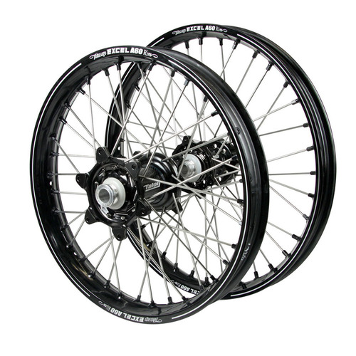 Husqvarna Talon Carbon Fibre Black Hubs / A60 Black Rims Wheel Set TC 450 2006-2010 (21*1.6 / 18*2.15)