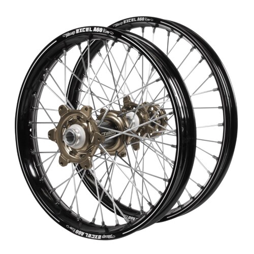 Gas Gas Talon Carbon Fibre Magnesium Hubs / A60 Black Rims Wheel Set EX 250 F 2024 (21*1.6 / 18*2.15 OE)