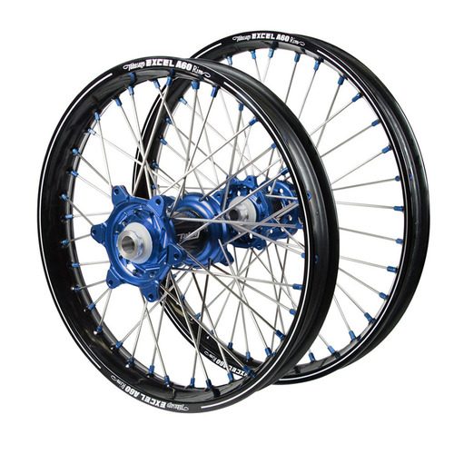 Gas Gas Talon Carbon Fibre Blue Hubs / A60 Black Rims Wheel Set EC 350 F 2024 (21*1.6 / 18*2.15 OE)
