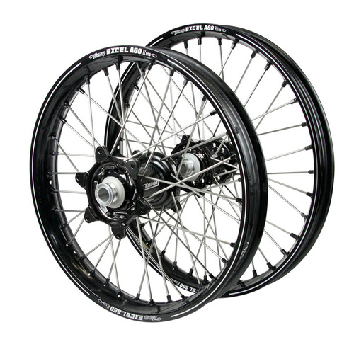 Gas Gas Talon Carbon Fibre Black Hubs / A60 Black Rims Wheel Set EC 250 2021-2023 (21*1.6 / 18*2.15 OE)