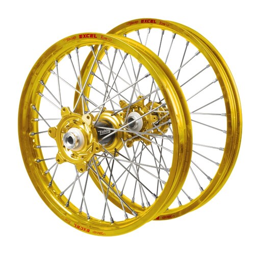 Suzuki Talon Carbon Fibre Gold Hubs / Excel Gold Rims Wheel Set RMX 450 2010-2019 (21*1.6 / 18*2.15 OE Cannot use OEM Speedo)