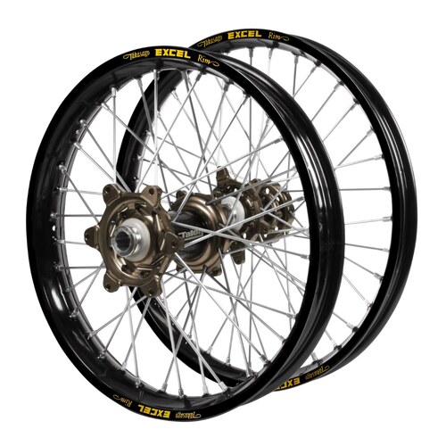 Honda CRF 250 R 2014-2026 (21*1.60 / 18*2.15) Talon Carbon Fibre Magnesium Hubs / Excel Black Rims Wheel Set