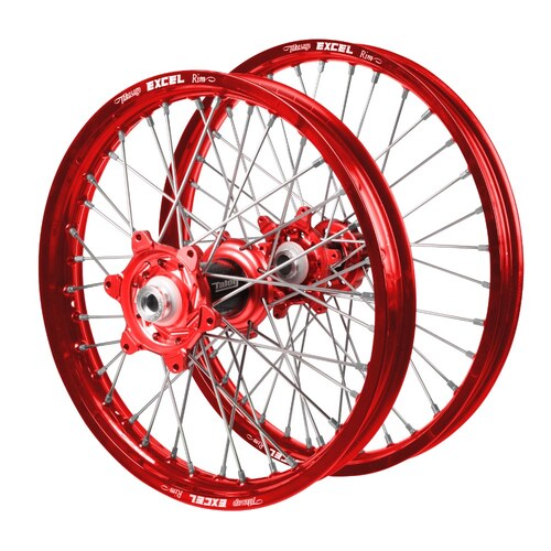 Honda CRF 250 R 2014-2026 (21*1.60 / 18*2.15) Talon Carbon Fibre Red Hubs / Excel Red Rims Wheel Set