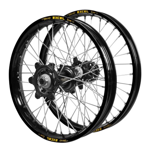 Husqvarna Talon Carbon Fibre Black Hubs / Excel Black Rims Wheel Set TC 450 2006-2010 (21*1.6 / 18*2.15)