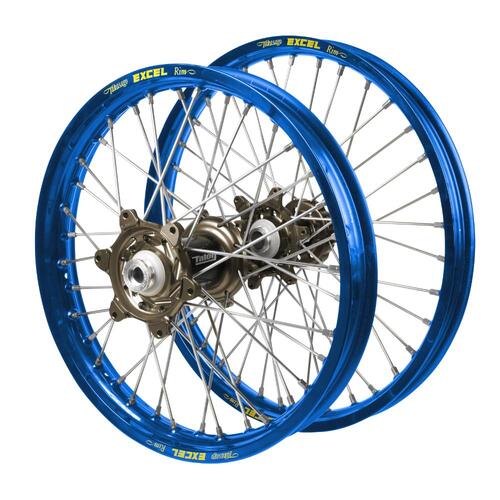 Yamaha Talon Carbon Fibre Magnesium Hubs / Excel Blue Rims Wheel Set WR 450 F 2024 (21*1.6 / 18*2.15 OE Cannot Use OEM Speedo)