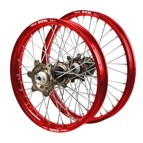 Gas Gas Talon Carbon Fibre Magnesium Hubs / Excel Red Rims Wheel Set EC 250 2021-2023 (21*1.6 / 18*2.15 OE)