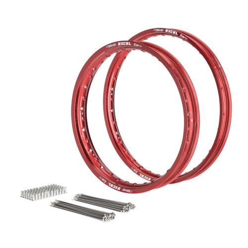 Excel Gas Gas EC 125 2021-2026 (21x1.60 / 18x2.15) Red Excel Rim & Spoke Kit