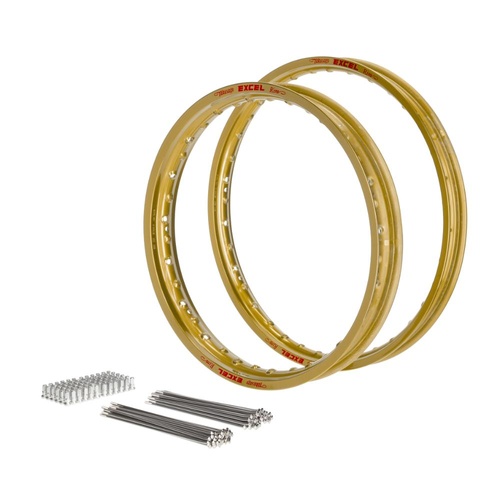 Excel Gas Gas EC 125 2021-2026 (21x1.60 / 18x2.15) Gold Excel Rim & Spoke Kit