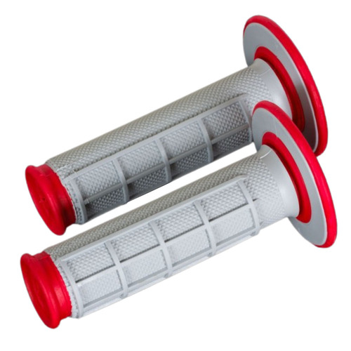 Renthal Grey / Red Dual Compound Half Waffle MX Grips