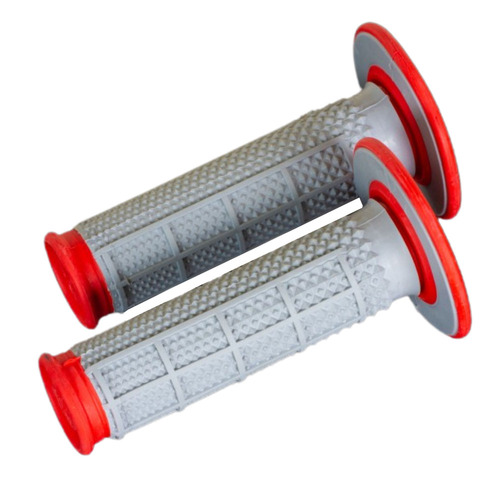 Renthal Grey / Red Dual Compound Half Waffle MX Tapered Grips