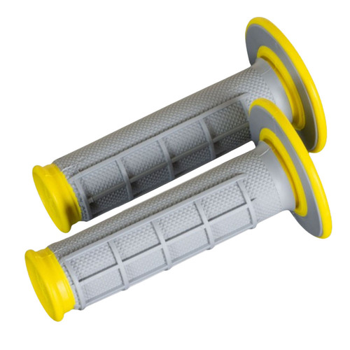 Renthal Grey / Yellow Dual Compound Half Waffle MX Grips