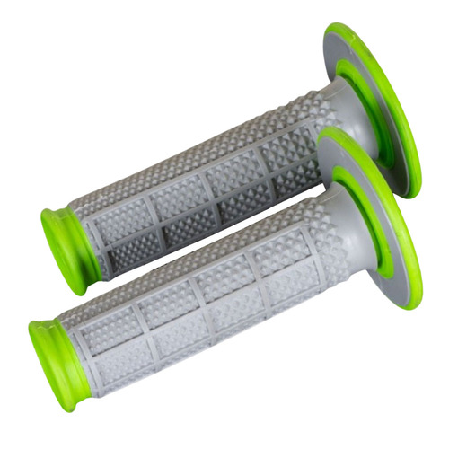 Renthal Grey / Green Dual Compound Half Waffle MX Tapered Grips