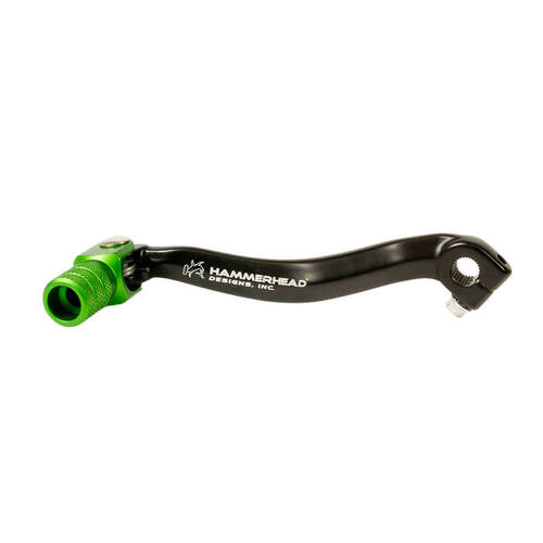 Hammerhead Kawasaki Forged Black/Green Gear Lever Knurled Tip KX 85 2001-2024 (+0mm)