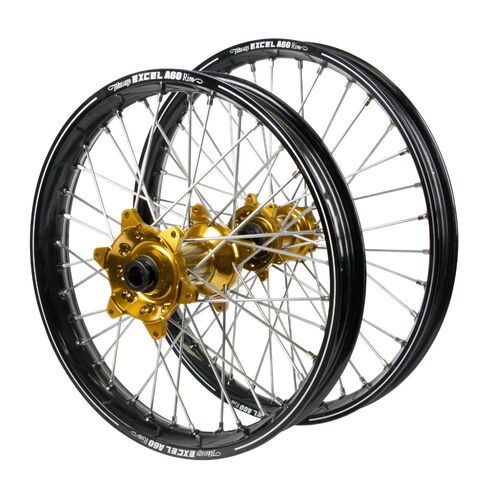 Sherco Haan Gold Hubs / A60 Black Rims Wheel Set 500 SEF 2019-2024 (21*1.6 / 18*2.15)