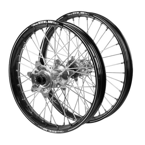Sherco Haan Silver Hubs / A60 Black Rims Wheel Set 500 SEF 2019-2024 (21*1.6 / 18*2.15)