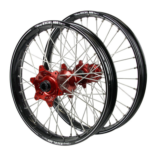Ducati 450 MX 2025-2026 (21*1.60 / 18*2.15) Haan Red Hubs / A60 Black Rims Wheel Set