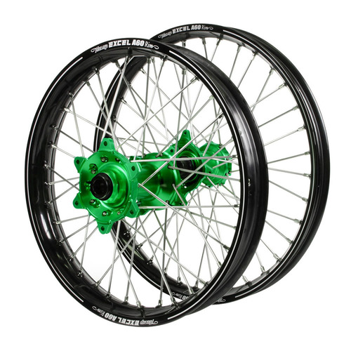 Kawasaki Haan Green Hubs / A60 Black Rims Wheel Set KLX 450 R 2007-2024 (21*1.6 / 18*2.15 OE Cannot use OEM Speedo)