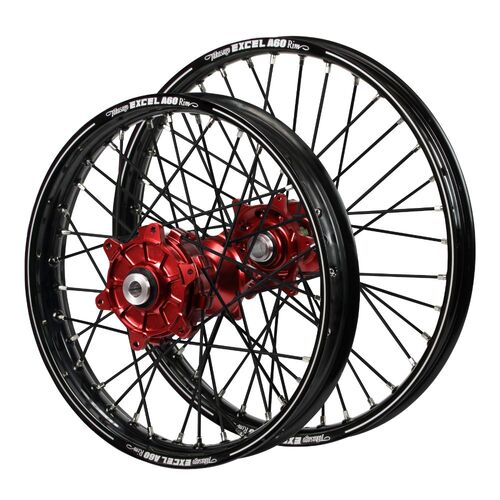 Husqvarna Haan Cush Drive Red Hubs / A60 Black Rims / Black Spokes Wheel Set FC 450 ROCKSTAR EDITION 2018-2021 (21*1.6 / 18*2.15)