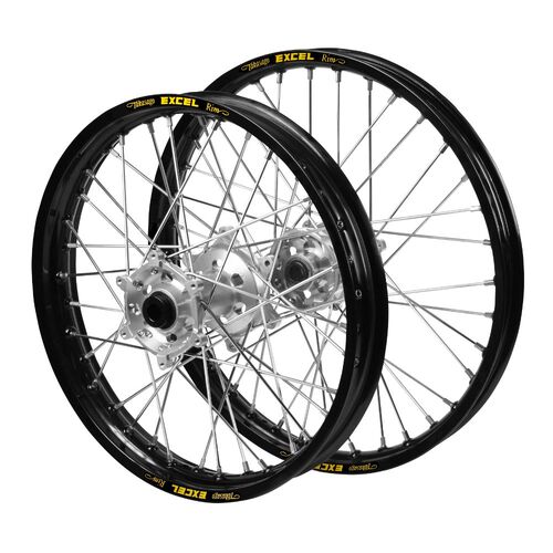 Sherco Haan Silver Hubs / Excel Black Rims Wheel Set 500 SEF 2019-2024 (21*1.6 / 18*2.15)