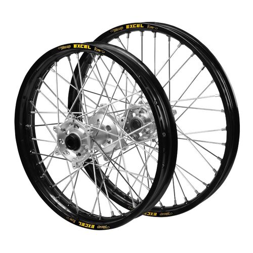 Triumph Haan Silver Hubs / Excel Black Rims Wheel Set TF 250 X 2024-2025 (21*1.60 / 18*2.15)