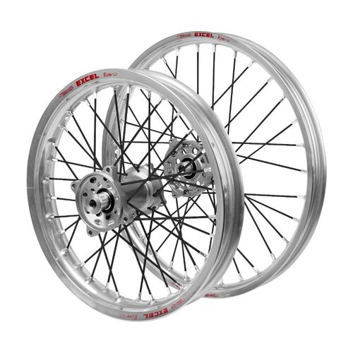 Honda Haan Silver Hubs / Excel JNR Silver Rims / Black Spokes Wheel Set