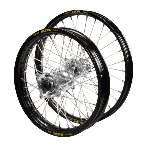 Honda Haan Silver Hubs / Excel JNR Black Rims Wheel Set CR 80 RB 1996-2002 (17*1.40 / 14*1.60)