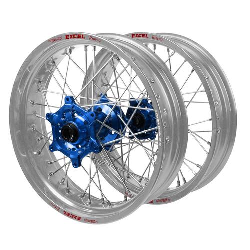 Honda Haan Blue Hubs / Excel Silver Rims Supermotard Wheel Set CR 125 R 2002-2007 (17*3.5 / 17*4.25)