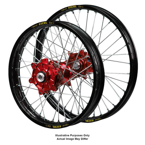 Honda Adventure Haan Red Hubs / Excel Black Rims Wheel Set CRF 1000 L 2016-2019 (17*3.50 / 17*4.25)