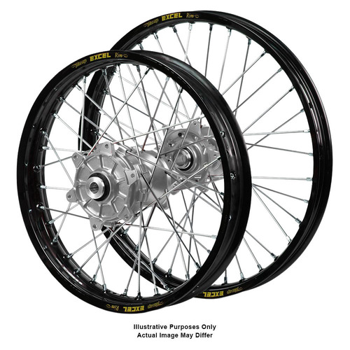 Honda Adventure Haan Silver Hubs / Excel Black Rims Wheel Set