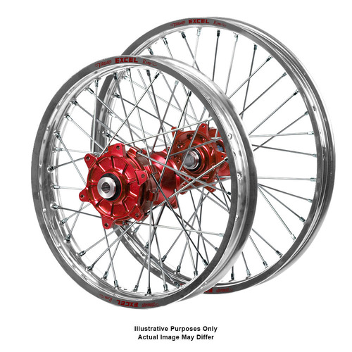 Honda Adventure Haan Red Hubs / Excel Silver Rims Wheel Set